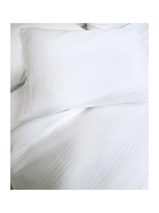 Kentia Cotton Satin Duvet Cover Set 260x240cm King Size with 2 Pillowcases Orama White