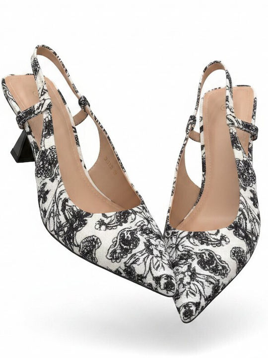 Pointed Toe Heels with Mid Heel White