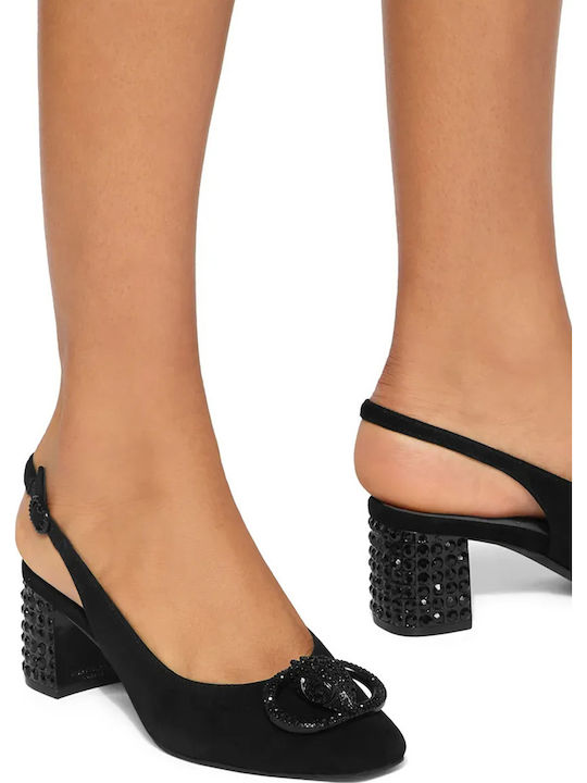Suede Heels with Mid Heel Black