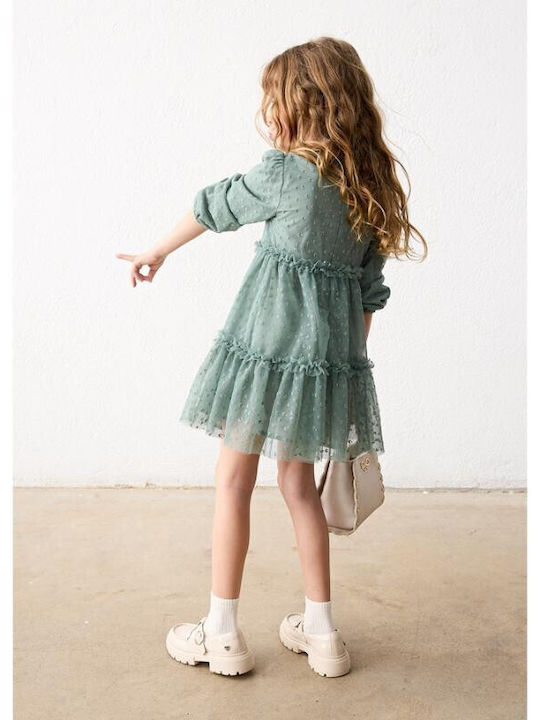 Mädchenkleid Tüll Set mit Zubehör Grün