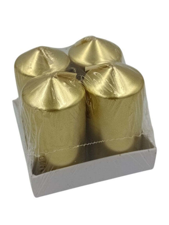 Коледна Свещ Златиста 8x3.8см 4 Бройки