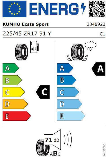 Kumho 225/45R17 91Y Θερινό Λάστιχο για Επιβατικό Αυτοκίνητο