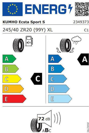 Kumho 245/40R20 99Y XL Θερινό Λάστιχο για Επιβατικό Αυτοκίνητο