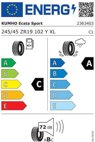 Kumho 245/45R19 102Y XL Θερινό Λάστιχο για Επιβατικό Αυτοκίνητο