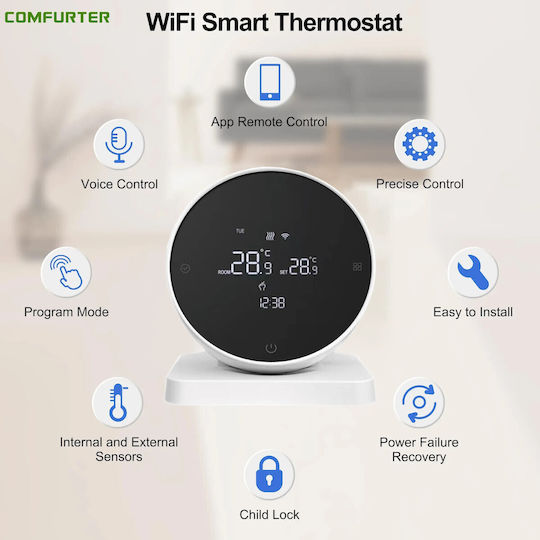 Termostat Digital de Cameră Smart cu Wi-Fi