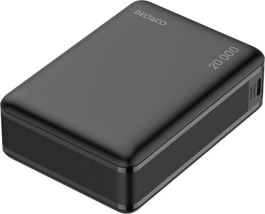 Deltaco PB-C1012 Power Bank 20000mAh 22.5W με Θύρα USB-A και Θύρα USB-C Power Delivery Μαύρο