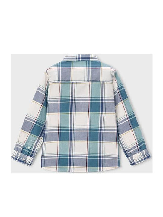 Kids Checked Long-sleeved Shirt Turquoise