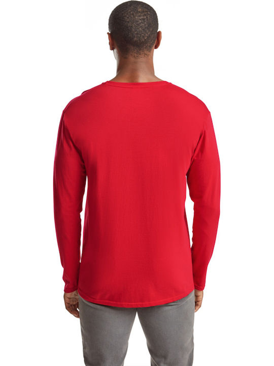 Fruit of the Loom Iconic 150 Fruit Loom Men's Promotional T-Shirt Long Sleeve Red