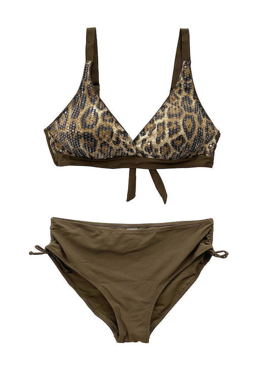 Set Bikini Tierdruck Braun