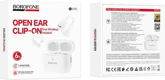 Borofone BW95 Cancion Open Ear Bluetooth Handsfree Ακουστικά με Θήκη Φόρτισης Λευκά