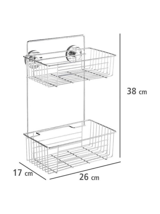 Wenko Wall Mounted Bathroom Shelf Metallic 38x17x26cm Silver