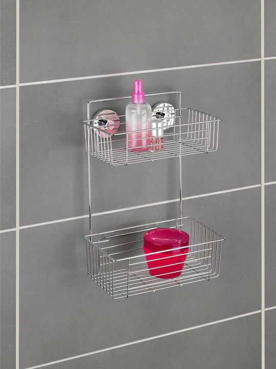 Wenko Wall Mounted Bathroom Shelf Metallic 38x17x26cm Silver