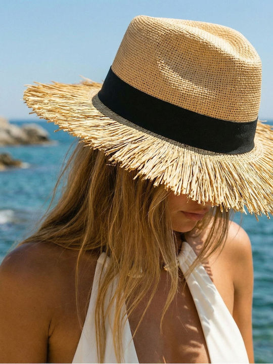 Sorena Handmade Damenhüte Rattangeflecht Fedora Braun