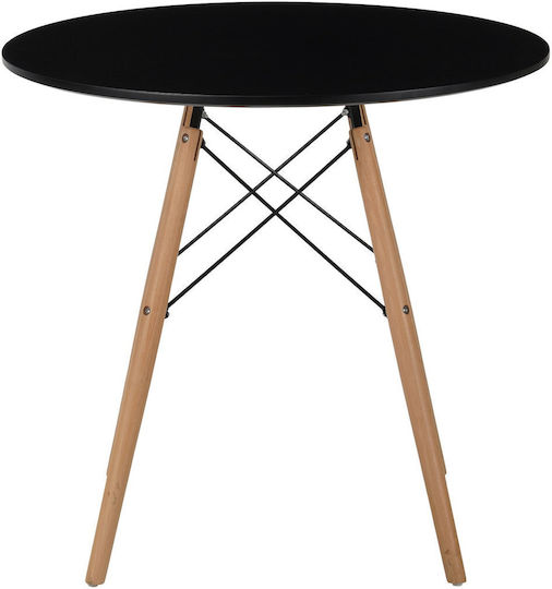 Round Kitchen Black 80x80x75cm