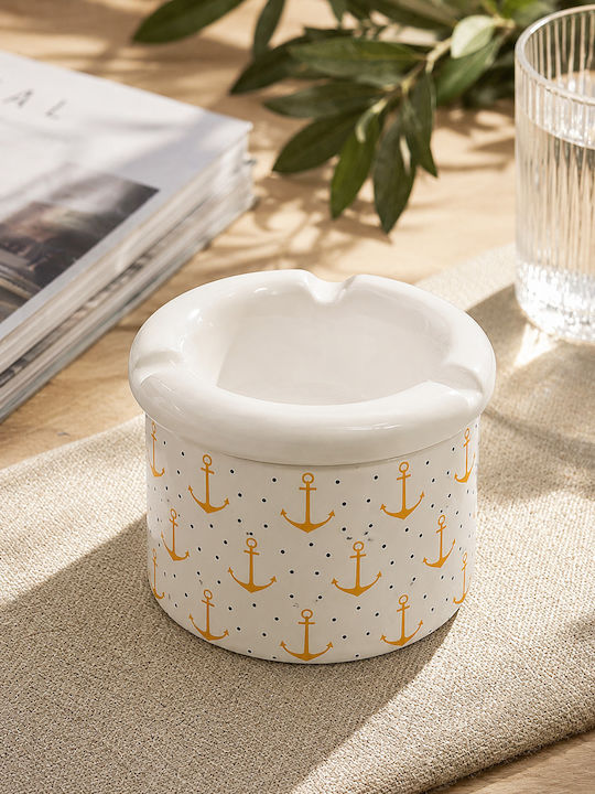 Handgefertigter Winddichter Aschenbecher Tashaki Weißes Porzellan Goldene Anker Nautical Weißer Asthray Punkte 9x10cm Handgefertigter Winddichter Aschenbecher Tashaki Weißes Porzellan Goldene Anker Nautical Weißer Asthray Punkte 9x10cm