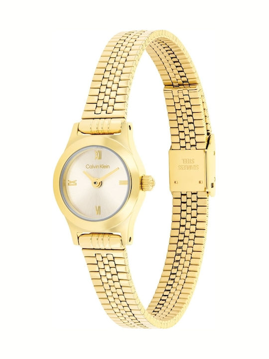 Calvin Klein Contemporary Ceas Dama 18mm Baterie Cu Brățară Din Oțel Auriu