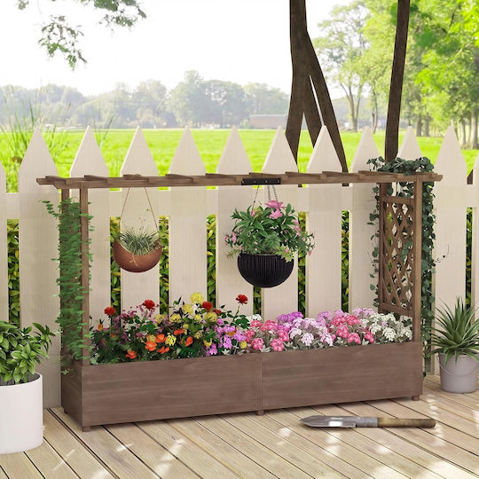 Costway Дървена кафява кутия за саксии 200x44x114см.