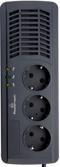 Powertech PT-AVR1000I Компактен Стабилизатор на напрежение 1000VA с 3 Контакти Ток