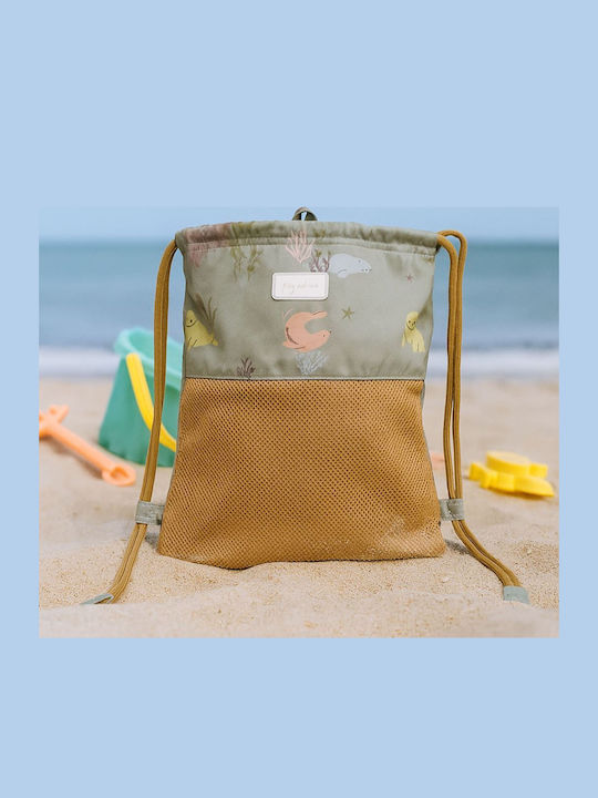Terrycloth Beach Backpack Bag with Wallet Blue