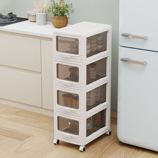 Costway Τρόλεϊ Πλαστικό Λευκό JV14286WH-4