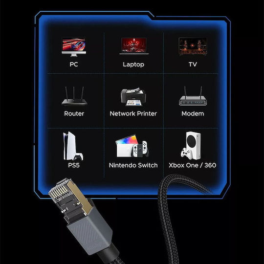 Ugreen F/FTP Кат.8 (40Gbps) Мрежови Кабел Ethernet 3m Черен