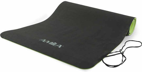 AMILA Exercise Mat Black with Carry Strap (150x61x0.6cm)
