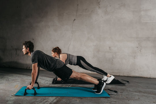 Avento Στρώμα Γυμναστικής Yoga Μπλε με Ιμάντα Μεταφοράς (180x60x0.6cm)