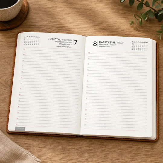 Daily Diary 2027 17x24cm Leatherette Code Mjhw-17 Blue Blue