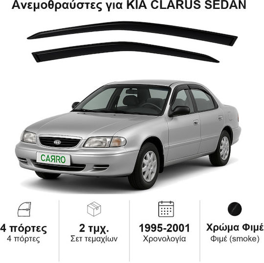 Heko Set of Windbreakers Front Car Dark Fime for Kia Clarus 2pcs