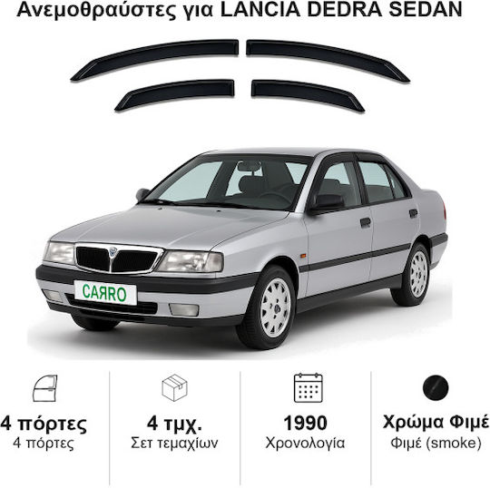 Heko Σετ Ανεμοθραύστες Αυτοκινήτου Μπροστινοί και Πίσω Σκούρο Φιμέ για Daihatsu Delta 4τμχ