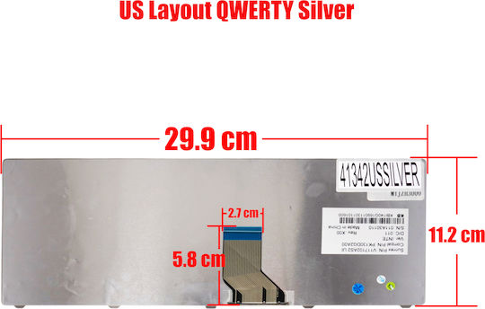 Laptop Keyboard Acer Travelmate 8481 Tm8481 Gateway Id49 Id43 Id43a Id43a03c V117102ak2 Pk130dg1a00 9j.n4tpc.a1d V117102rs1 US Silver Code 41342ussilver