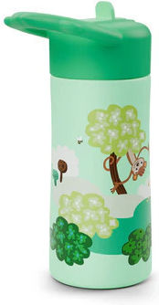 Affenzahn Kids Water Bottle Stainless Steel with Straw Non Spill 430ml