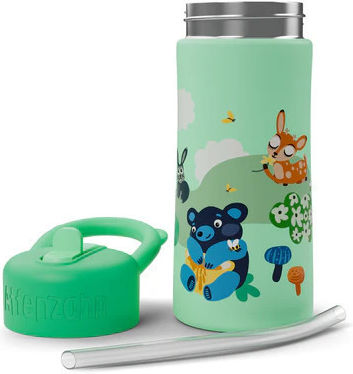Affenzahn Kids Water Bottle Stainless Steel with Straw Non Spill 430ml