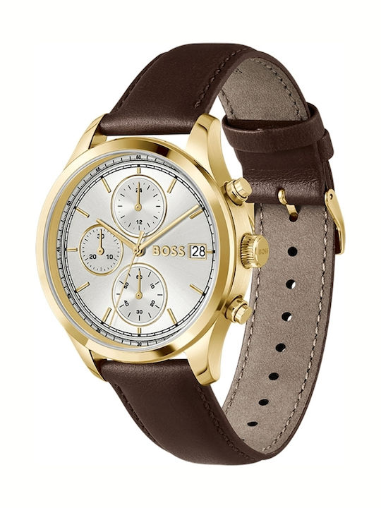 Boss Stratus Ceas Barbati 41mm Cronograf Cu Baterie Cu Curea Din Piele Maro