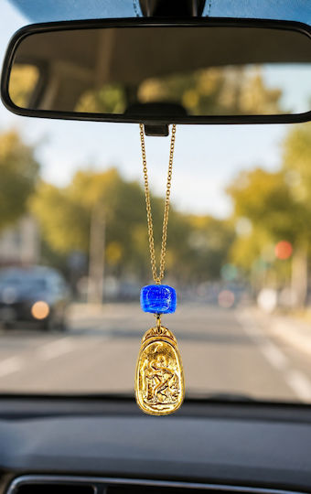 Гуир Автомобилен Athinodorou Handmade Стоманозлатист Двустранен Свети Христофор-Прослава Богородица Бебе 09nv-00004