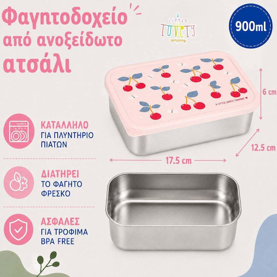 A Little Lovely Company Ανοξείδωτο Παιδικό Σετ Φαγητού 0.35lt Ασημί