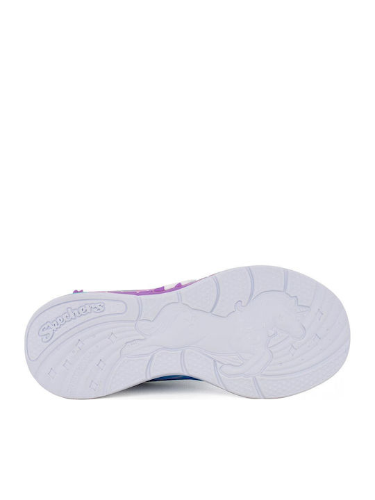 Kids Sneakers with Hoop & Loop Closure & with Lights Silver