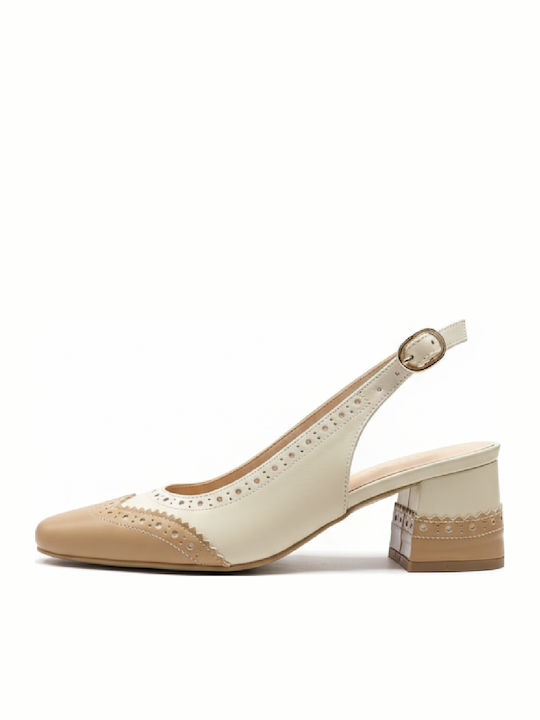 Heels with Mid Heel Ecru 1320-Ecru-Camel