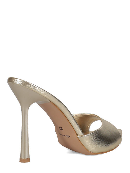 Mules with High Heel in Fuchsia Colour
