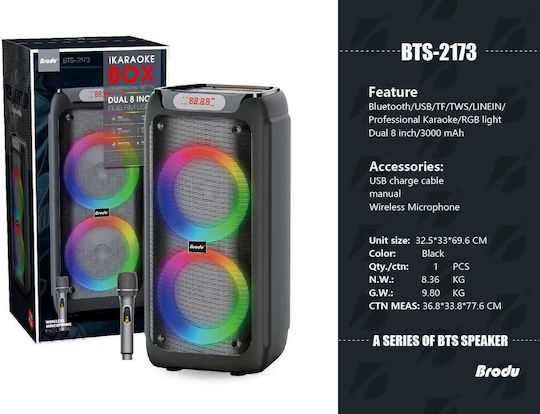 Karaoke Speaker with Wireless Microphone and Lighting Effects BTS-2173 721735 Black