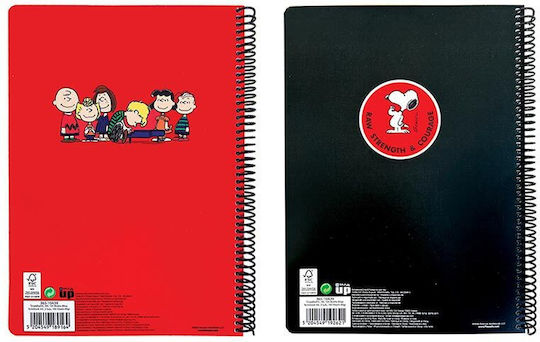 Back Me Up Spiral Ruled Notebook A4 105 Paper Sheets 3 Subjects Peanuts Black