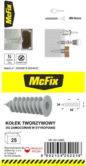 Anchor Mounting In Insulation 34*85mm Nylon 25 Pcs Mf-201-3485