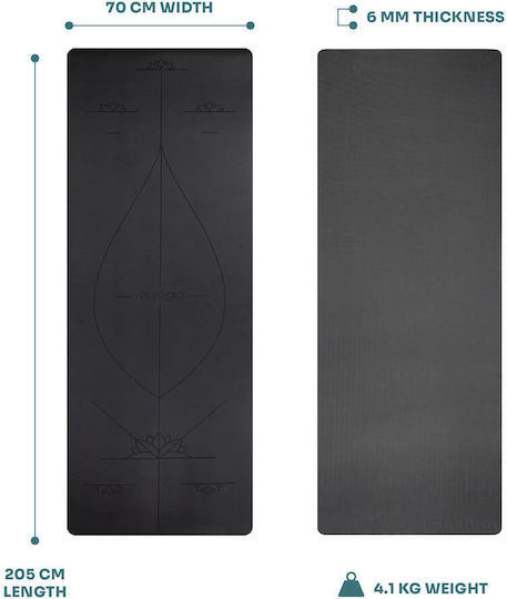 Myga Στρώμα Γυμναστικής Yoga Μαύρο (195x68cm)