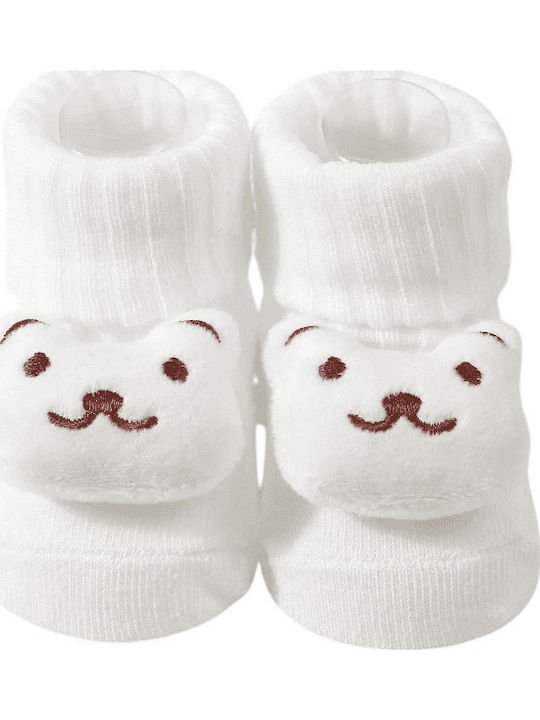 3d Cute Cotton Socks Bear Figure White