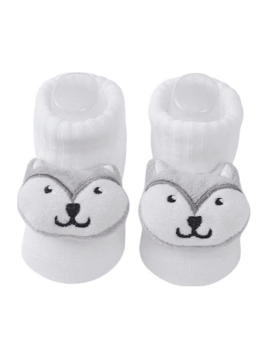 3d Cute Cotton Socks Wolf Figure White