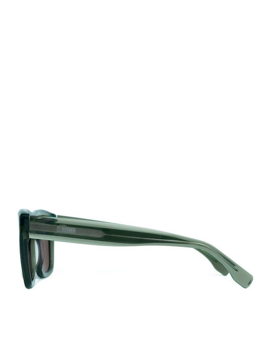 Faos Men's Sunglasses With Green Horn-Rimmed Frame And Green Lens 489387