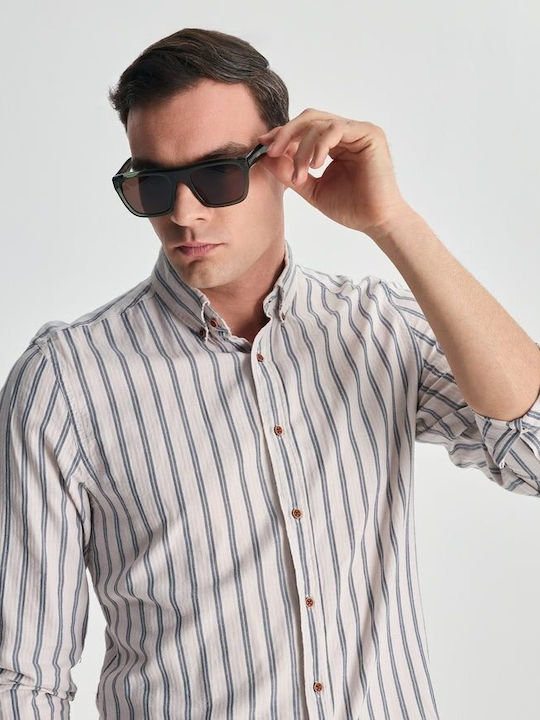 Faos Men's Sunglasses With Green Horn-Rimmed Frame And Green Lens 489387