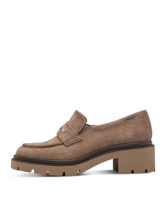 Δερμάτινα Γυναικεία Loafers σε Μπεζ Χρώμα