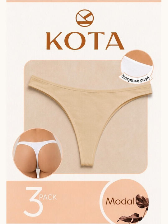 Γυναικεία String 3Pack χωρίς Ραφές Καφέ-ταμπά-ροζ