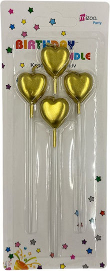 Set Heart Candles 4 Pieces Silver